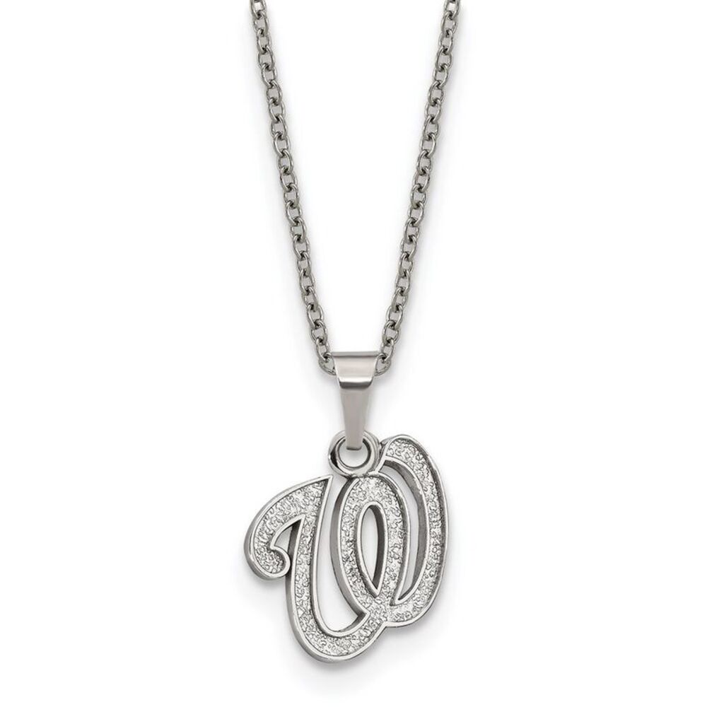 Stainless Steel MLB Washington Nationals Letter W Necklace, 18-20 Inch